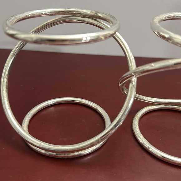 Vintage PartyLite 2 Frosted Glass candle holder silver plated metal intertwined - Picture 10 of 11